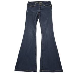 Cache Premium Jeans Womens 2 Black Bootcut Low Rise Button Stretch Denim Pants